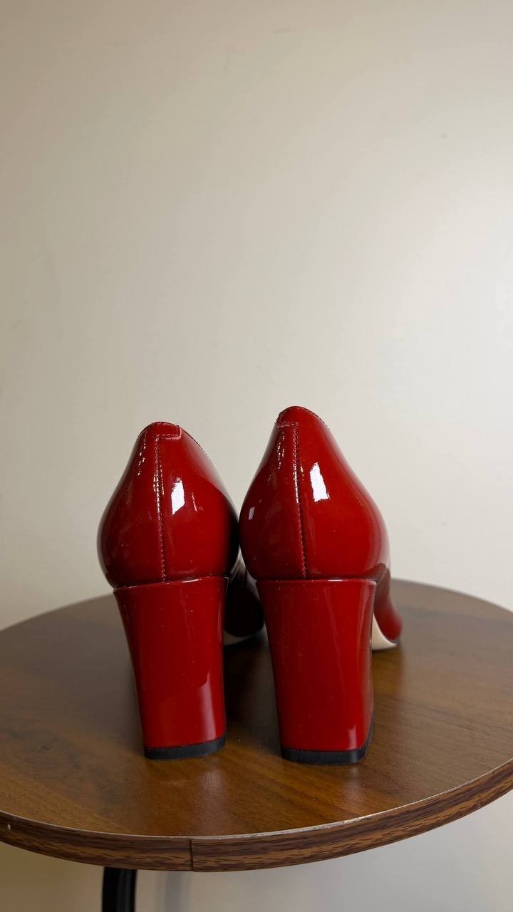 Marc Fisher LTD Dark Red Patent Leather Block Heel Pumps Size 7.5M NIB $165