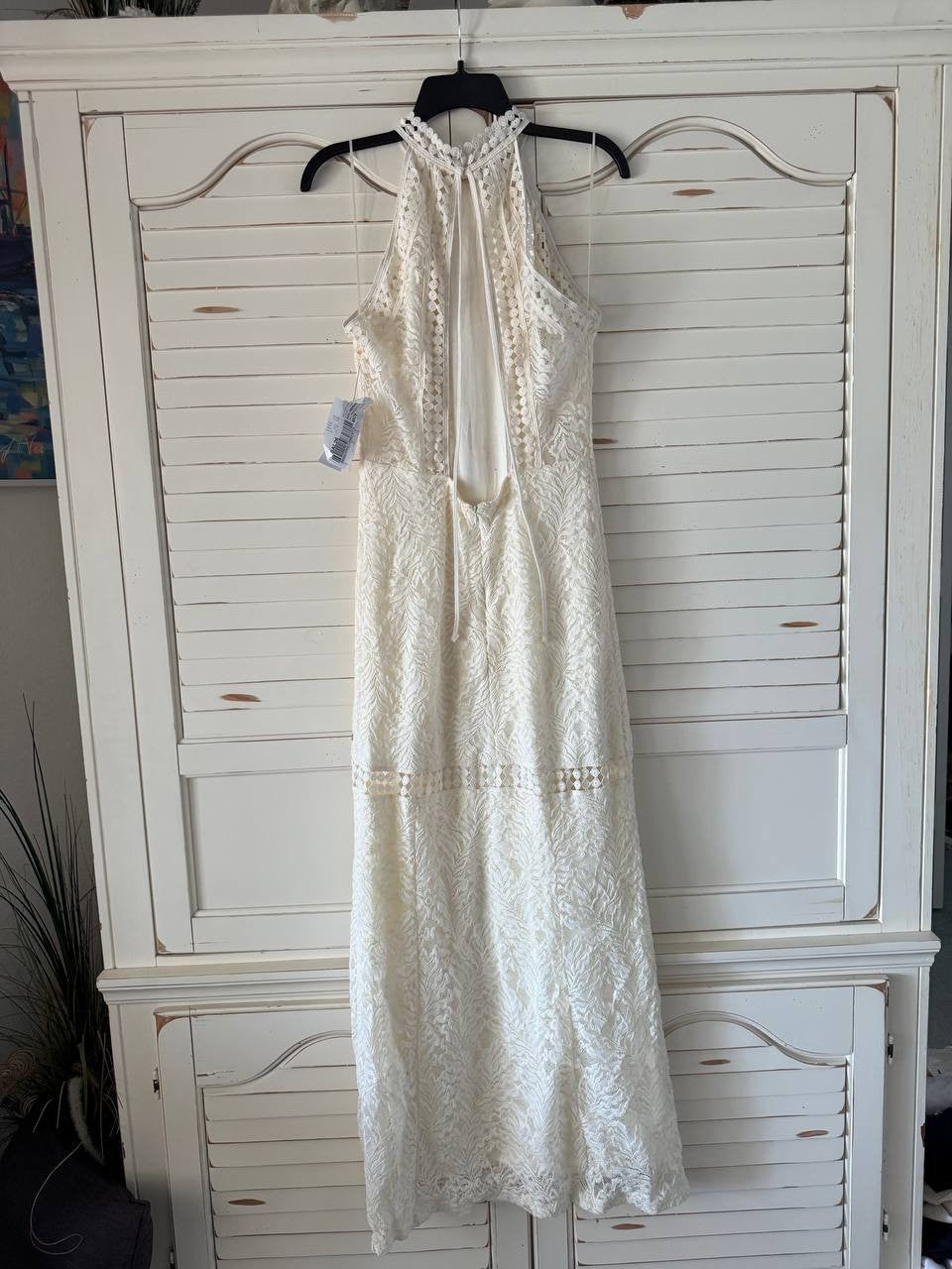 Guess White Liza Lace Maxi Dress Cream White Mult Size M NWT $178
