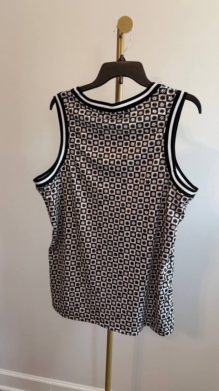WeSC Basketball Tank Checker Daisys Men’s L White Athletic Fit NWT $49