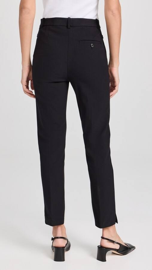 Theory Sleek Flannel High Waist Taper Pants – Black, Size 00