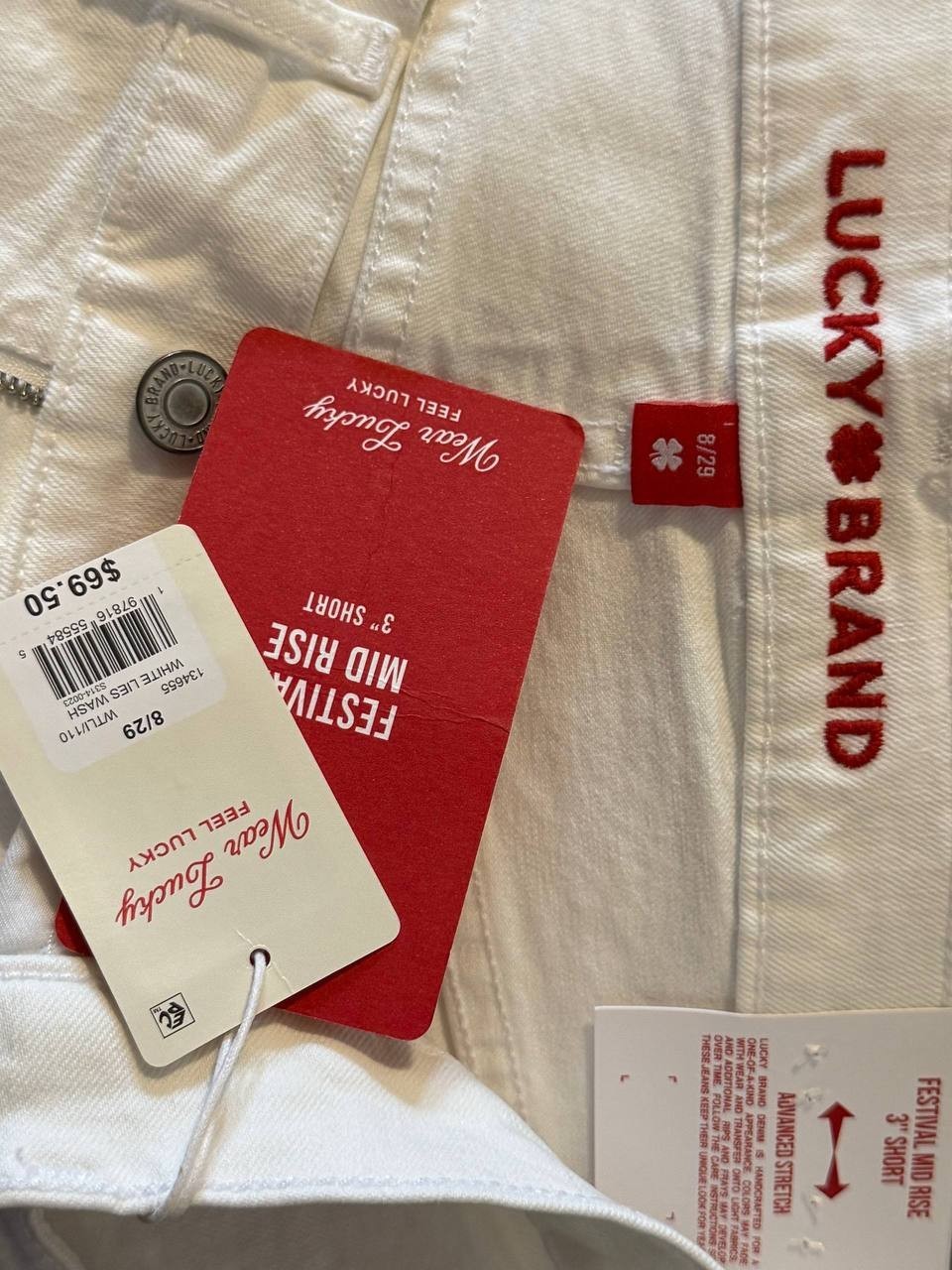 Lucky Brand Mid‑Rise Festival Denim Shorts – Size 8/29 – NWT – $69.50