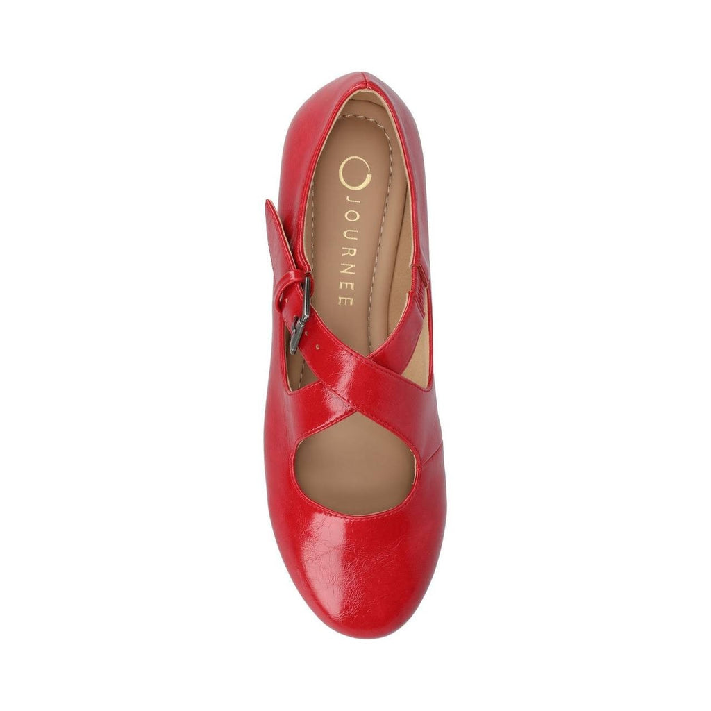 Journee Ivanna Mary Jane Flats Red 8M Vegan Leather Buckle $93.99 NWB
