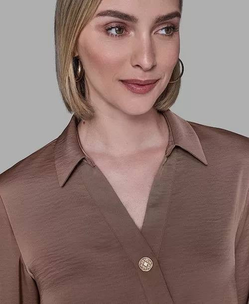 Karl Lagerfeld Paris Collared‑Neck Blouse -Camel– Size S – NWOT – $99