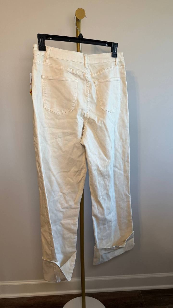 1.STATE Denim Roll‑Up Cuff Wide‑Leg Jeans New Ivory 12 NWT $109