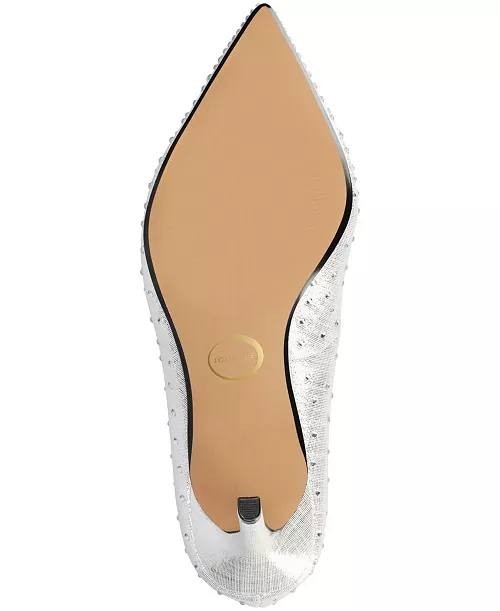Journee Collection Venus Pointed Toe Pumps Silver 9.5M Polyurethane $93 NWB