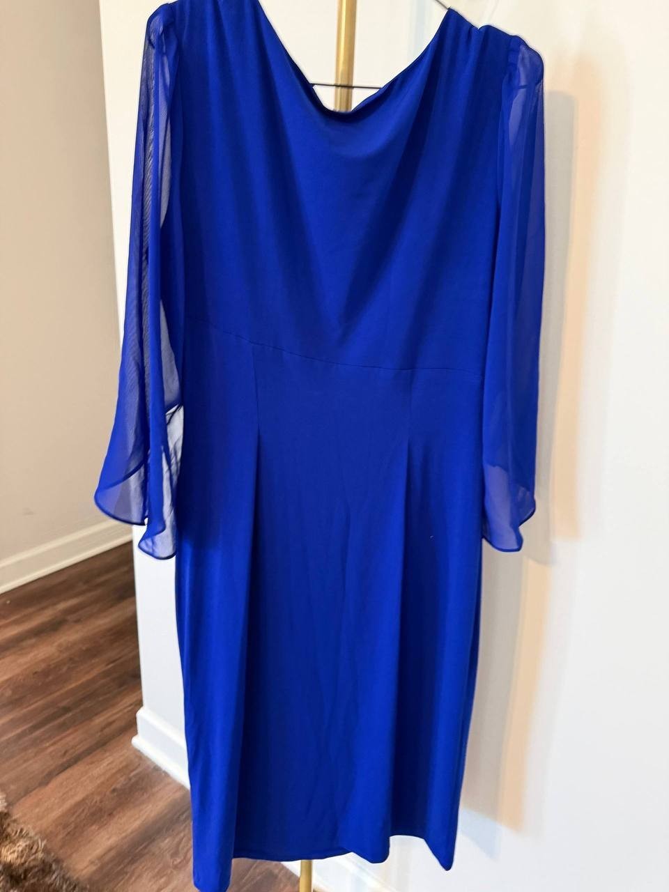 Connected Apparel Draped Sheath Dress Deep Cobalt SIZE12 NWT Elegant MSRP$79