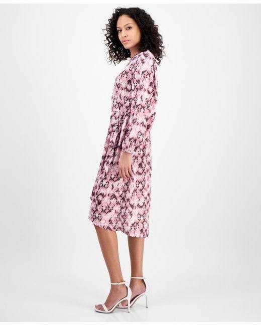 BOSS Orange Printed Fit & Flare Dress – Pink Aztec, Size XXL