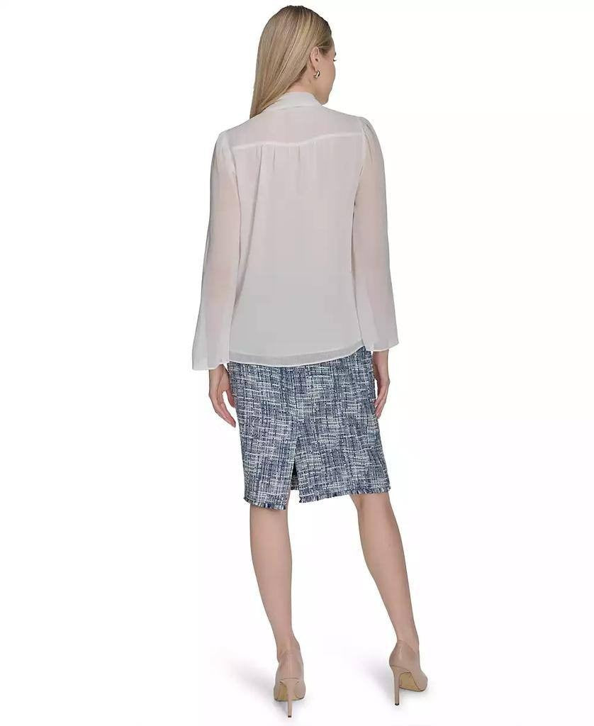 Calvin Klein Long‑Sleeve Tie‑Neck Chiffon Blouse – Size L– NWOT – $89