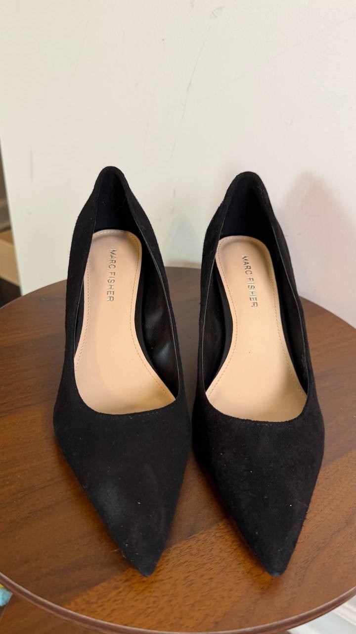 Marc Fisher Alola Pumps 7.5M Black Suede Pointed Toe Mid Stiletto NIB msrp$99