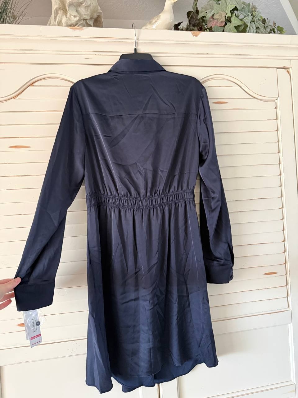 Donna Morgan Twilight Navy Wrap Shirt Dress Size 10 NWT – Elegant Cocktail Style