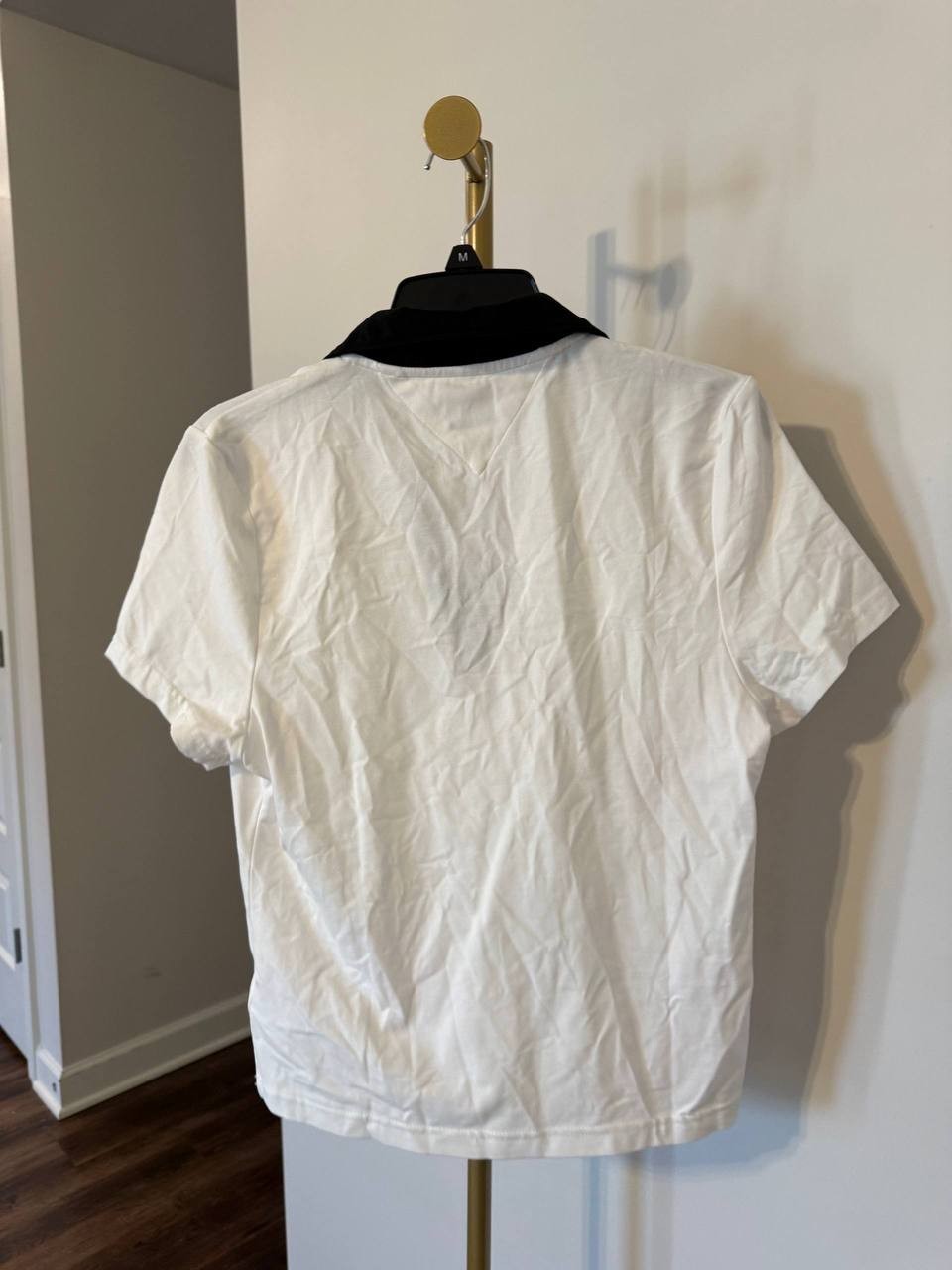 TOMMY JEANS White Tee w/ Black Trim XL NWT Contrast Casual Cotton Top