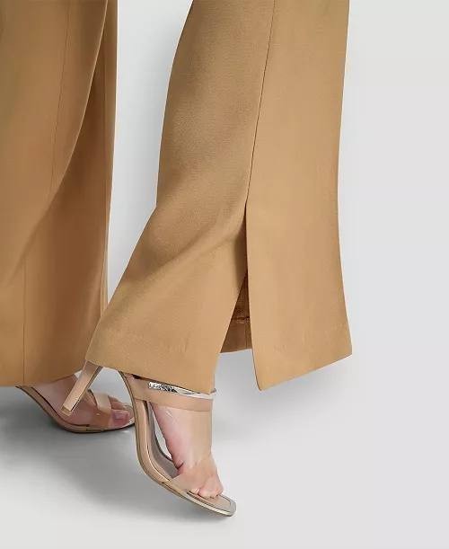 DKNY High‑Rise Sueded Canvas Pants Whiskey 12 NWT $99