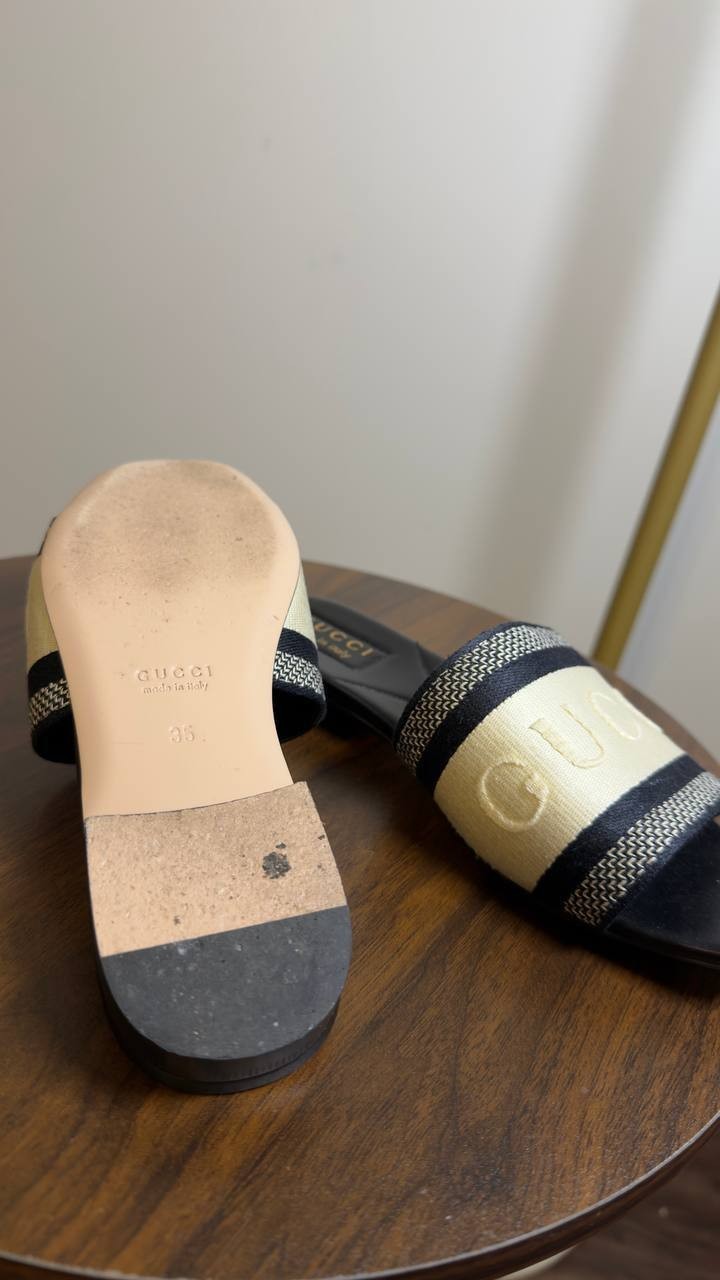 Gucci  Slide  Sandals  White/Black  35  Pre‑owned 