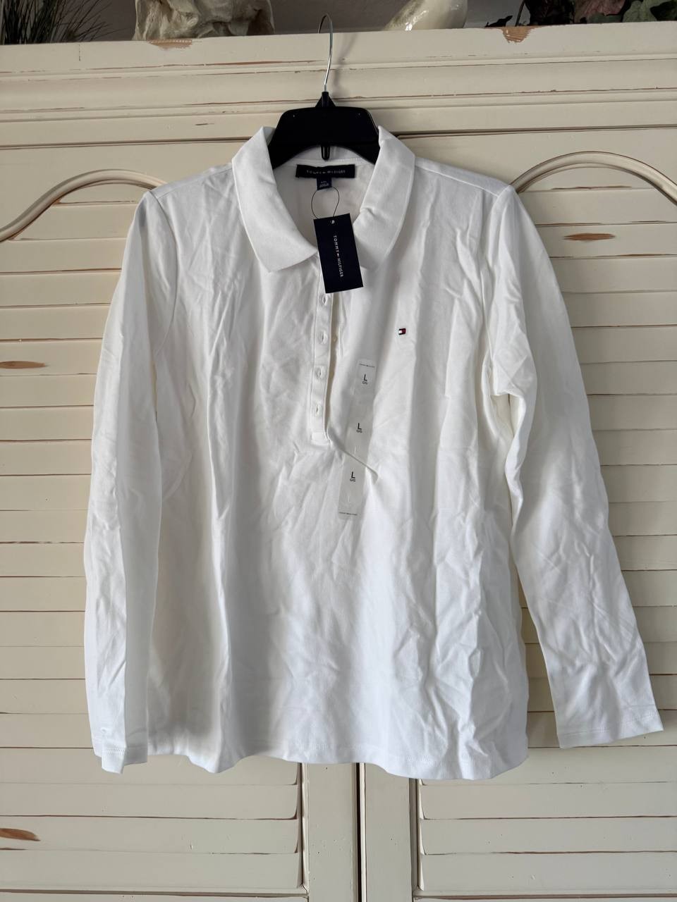 Tommy Hilfiger Long Sleeve Polo White Size L NWT – Classic Timeless Style