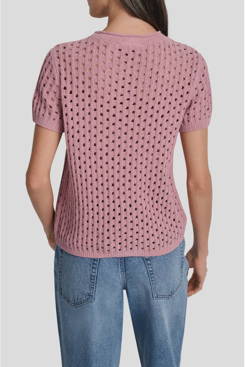 DKNY Jeans Open Stitch Sweater Dusty Mauve Size S NWT $59 – Breezy Knit