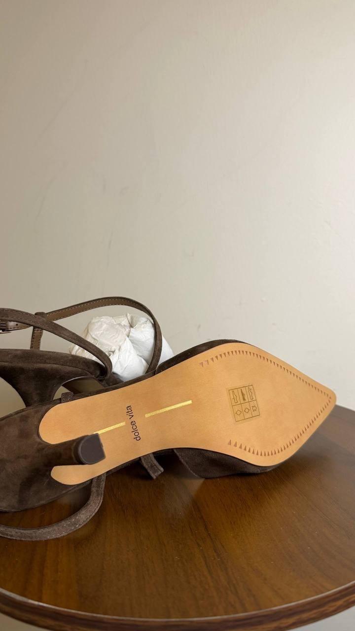 Dolce Vita Kamra Heels Dark Brown Suede Slingback Pumps 9M NWB MSRP $150