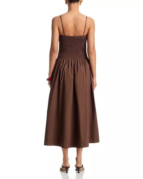 Lucy Paris Hazel Smocked Dropped Waist Dress Chocolate XS NWT $118