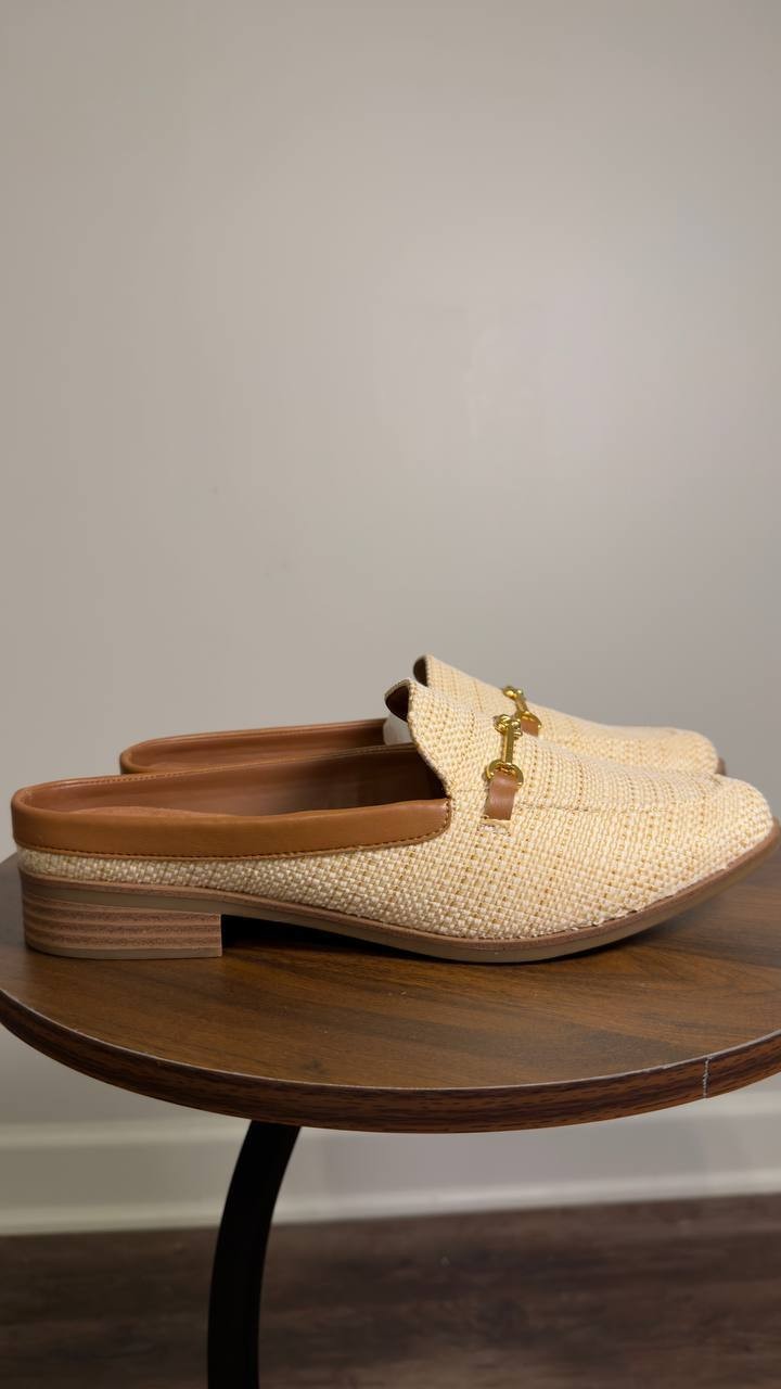 Aerosoles  Flat  Mules  Raffia  Tan  8  New  $79
