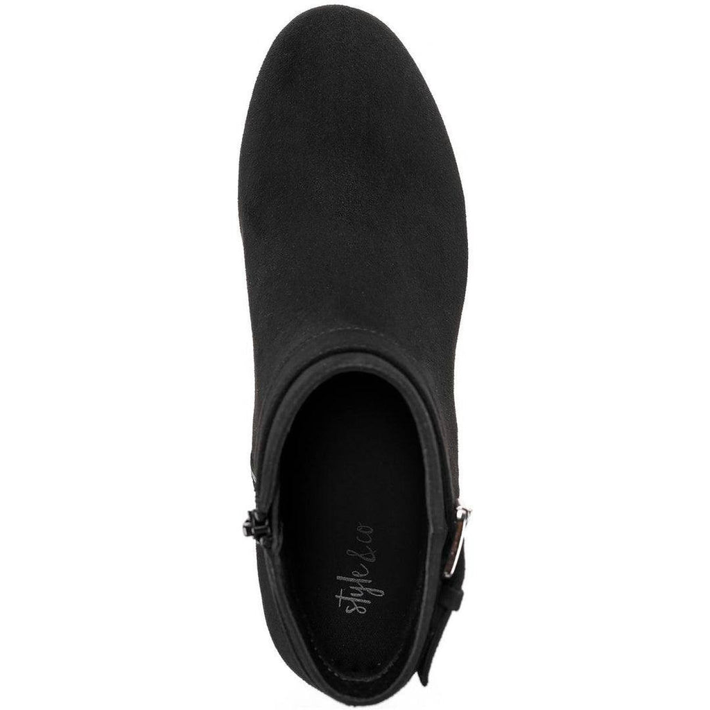 Style & Co Ariel Faux Suede Zipper Booties Black 9.5M Man‑Made $80 NWB
