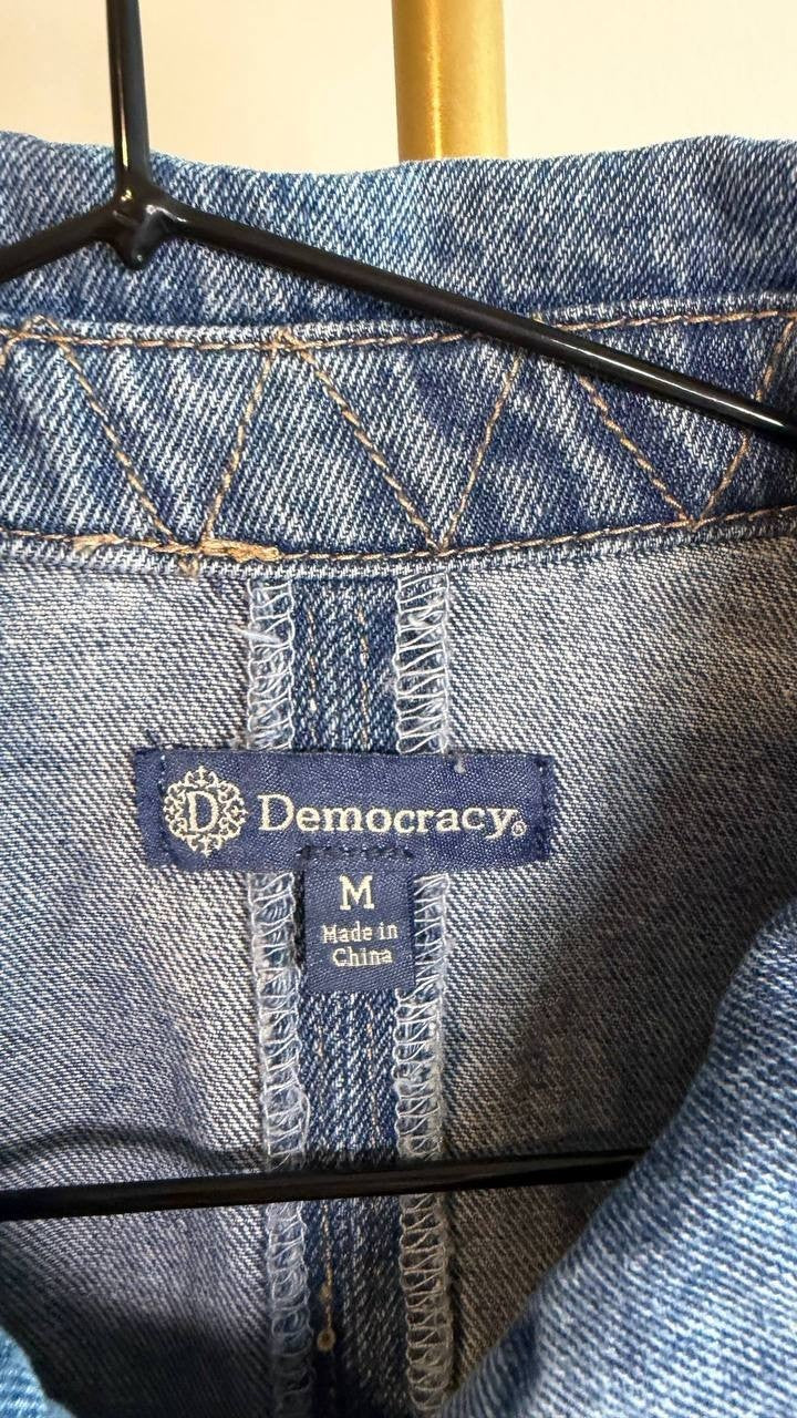 Democracy Women’s Cotton Denim Peplum‑Hem Jacket Light Blue M $98 NWT