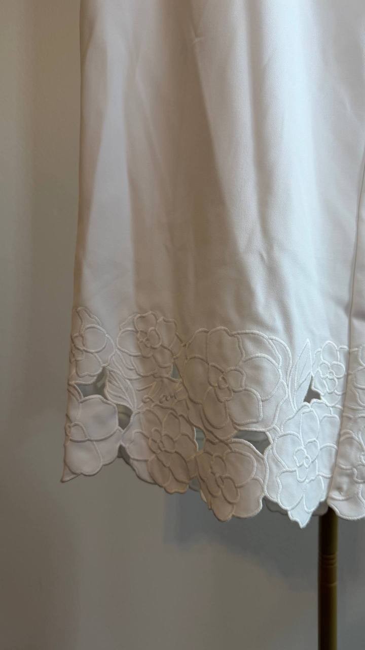 Karl Lagerfeld Paris Floral-Hem Pants Soft White 12 NWT $149
