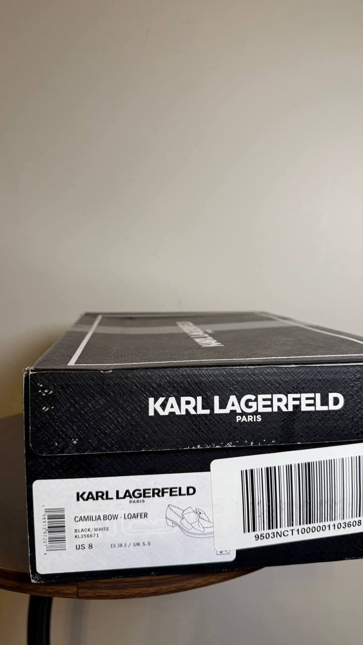 Karl Lagerfeld Slip-On Loafers Black/White Leather Size 11 New in Box $169