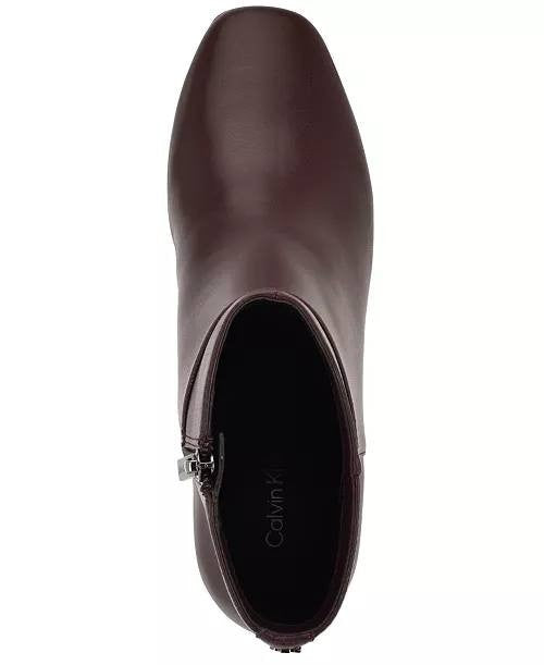 Calvin Klein Parry Block Heel Ankle Booties Dark Red 11M Man‑Made $129 NWB