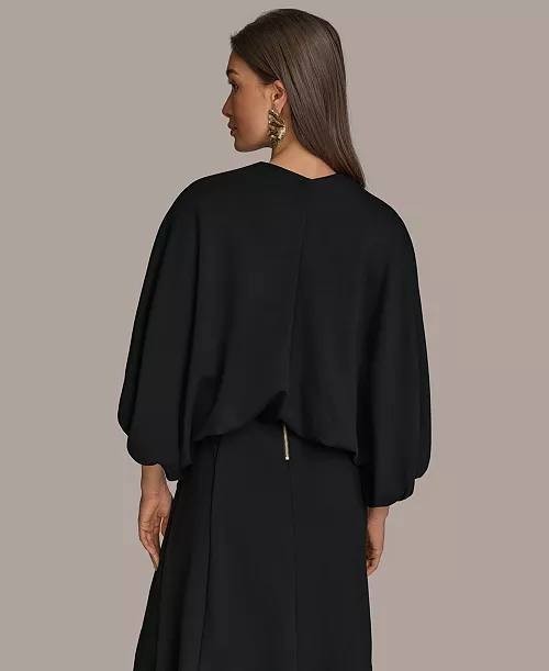 Donna Karan New York Open‑Front Puff‑Sleeve Shrug – Size L – NWT