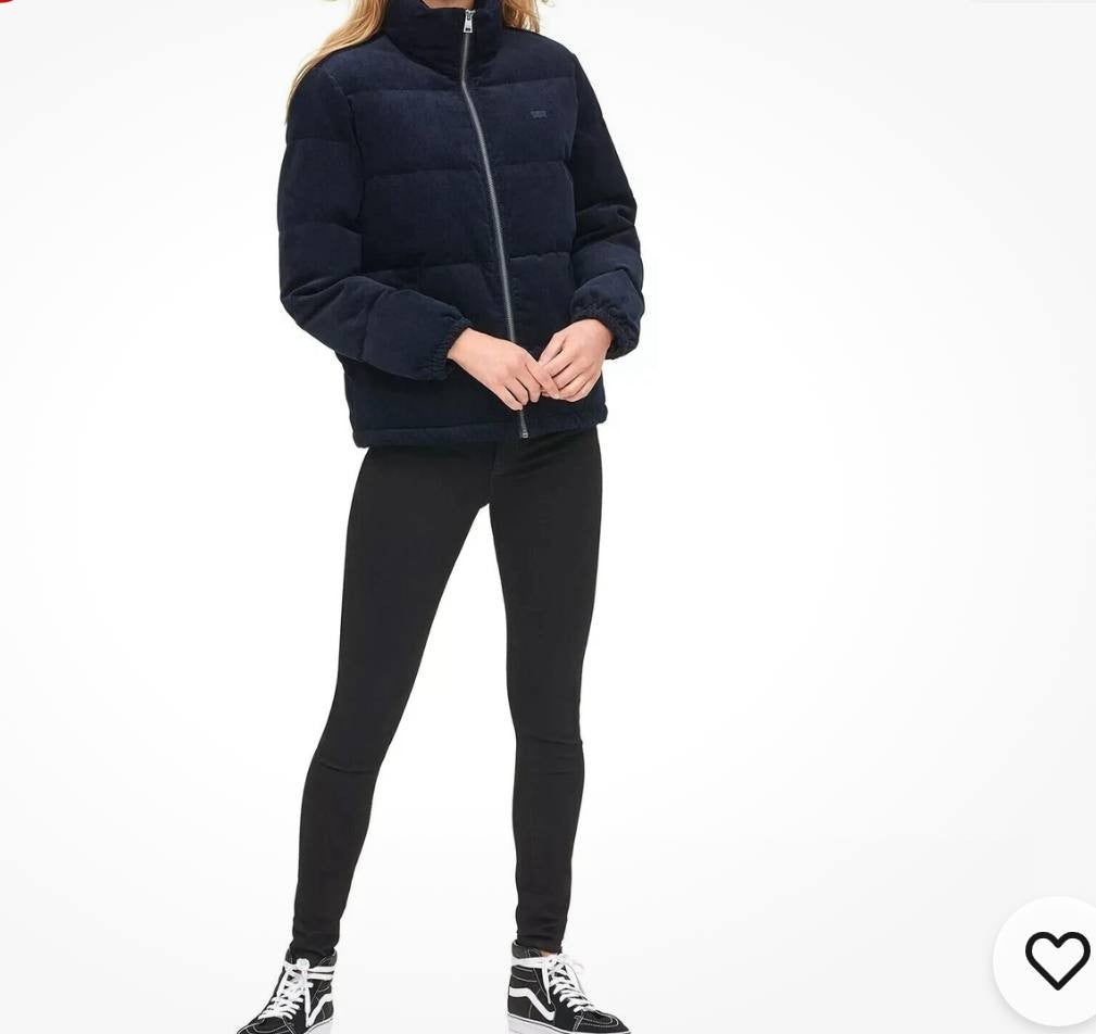 Levi's Zoe Quilted Puffer Jacket Black Corduroy Women XL Lightweight NWT