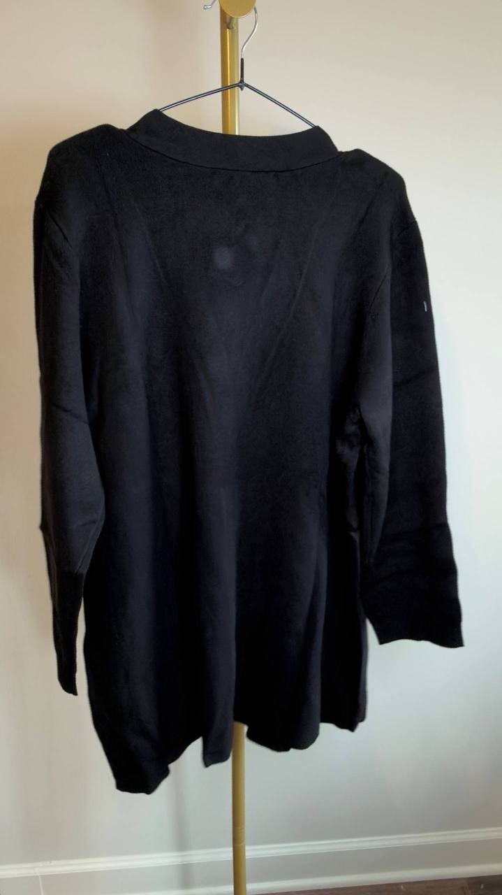 Kasper Open‑Front Long‑Sleeve Cardigan Black 2X NWT $99