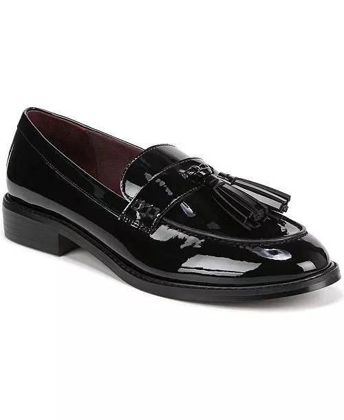 Franco Sarto Black Faux Leather Tassel Loafers 8M New in Box MSRP $115