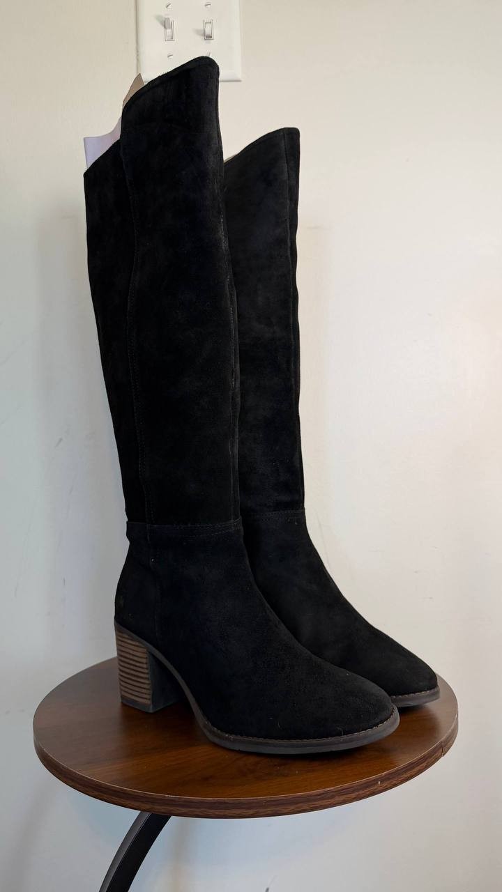 Lucky Brand Bonnay Extra Wide Calf Knee High Boots Black 8M Suede $189 NWB