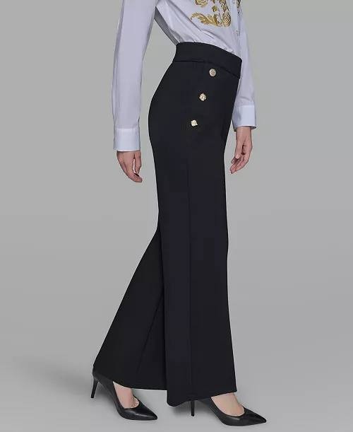 Karl Lagerfeld Paris Women’s Petite Silky Pull-On Pants Black 14 $109 NWT