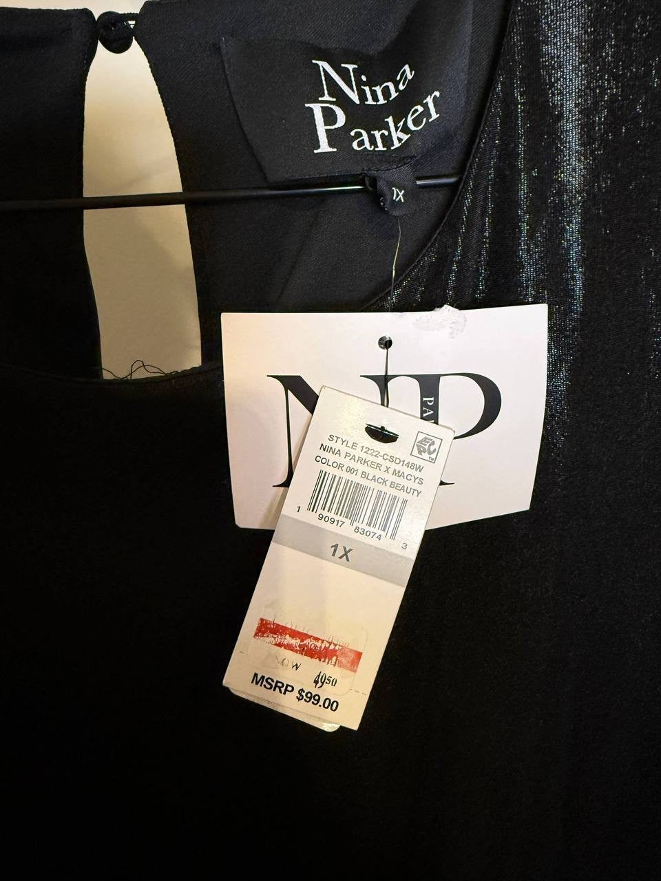 Nina Parker Plus Size Metallic Ruched Dress – Size 1X – NWT – $99