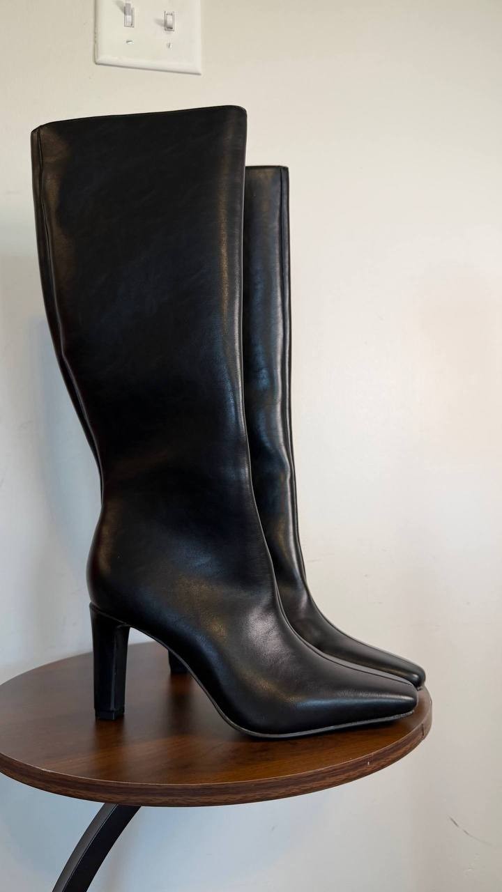 Madden Girl Voyage Knee High Square Toe Dress Boots Black 6M Polyurethane $99 NW