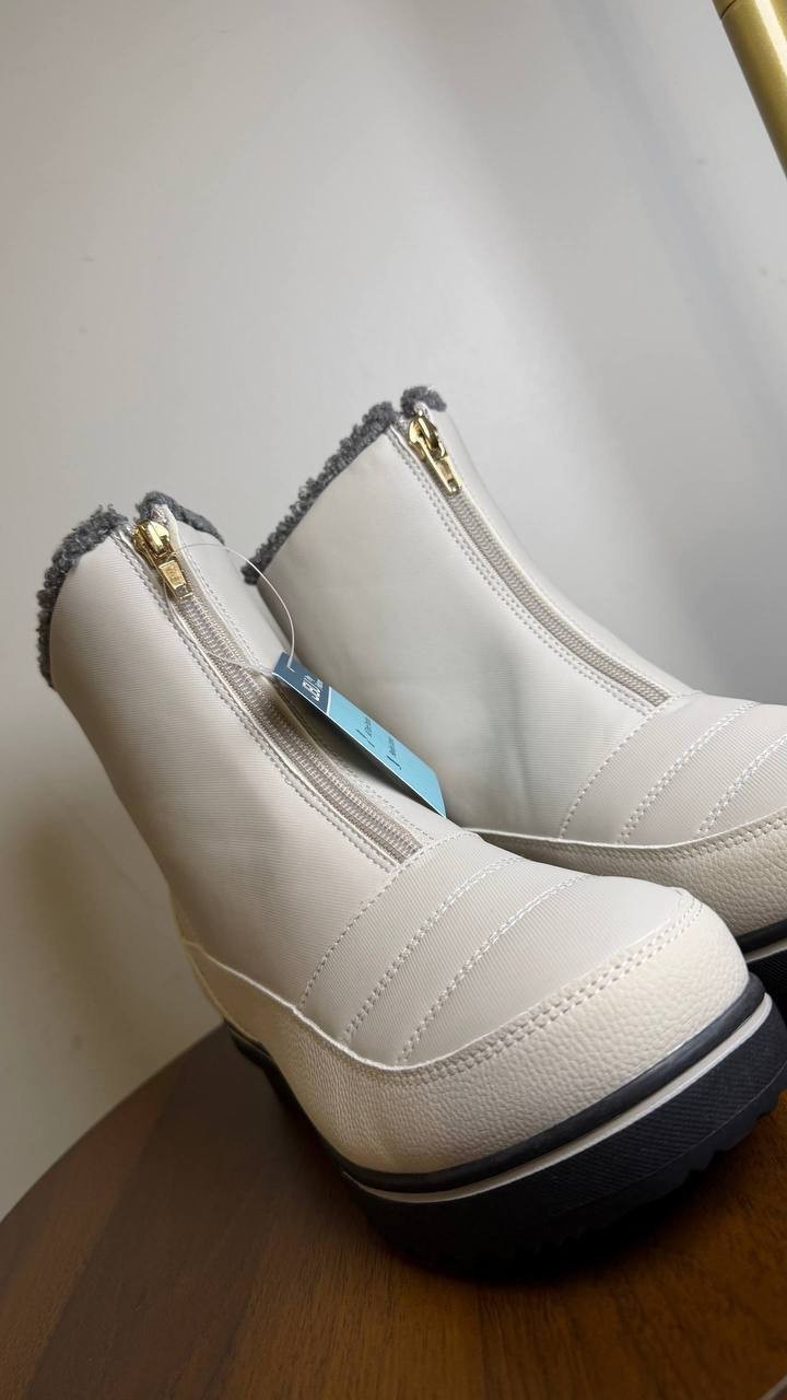 JBU Snowbound Encore Zip Front Cold‑Weather Boots Stone White Women’s 6.5M NWB