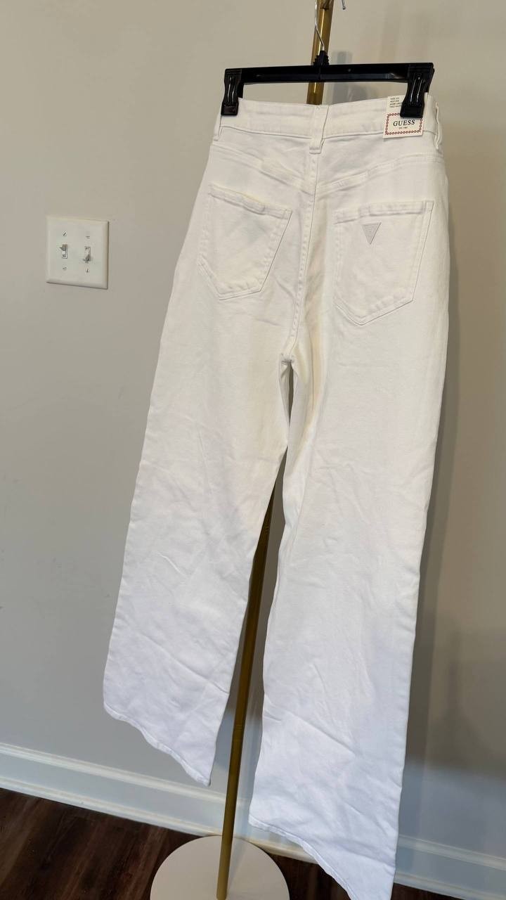 Guess Mardi Wide Leg Jeans Cotton White 24x32 NWT MSRP $138