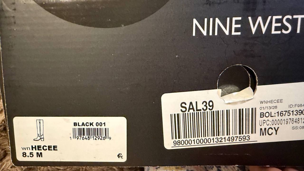 Nine West Hecee Boots 8.5M Black Leather Tall Round Toe Block Heel NIB msrp$269
