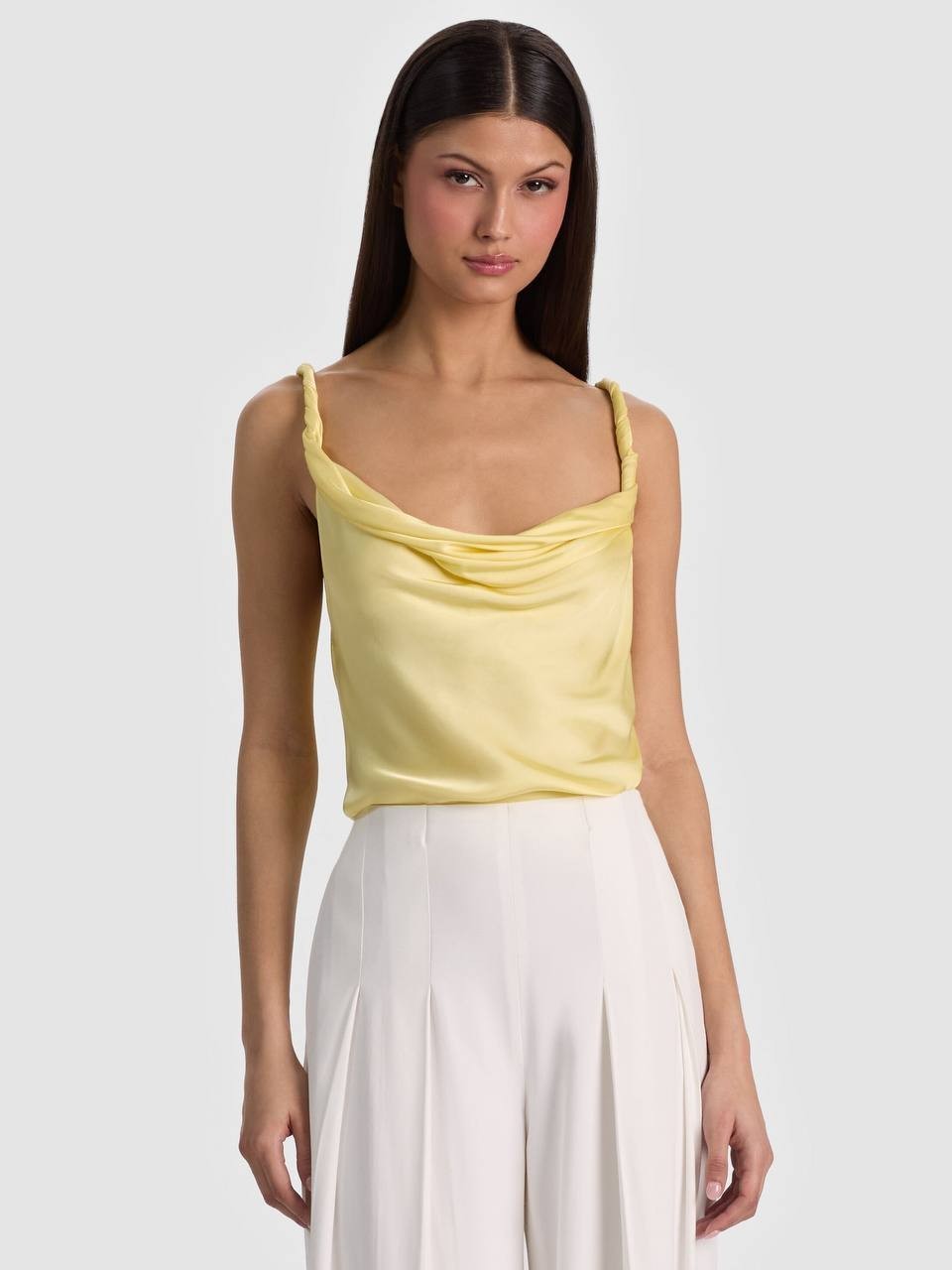 Alice + Olivia Women’s Monique Twist Strap Tank Butter M NWT $195