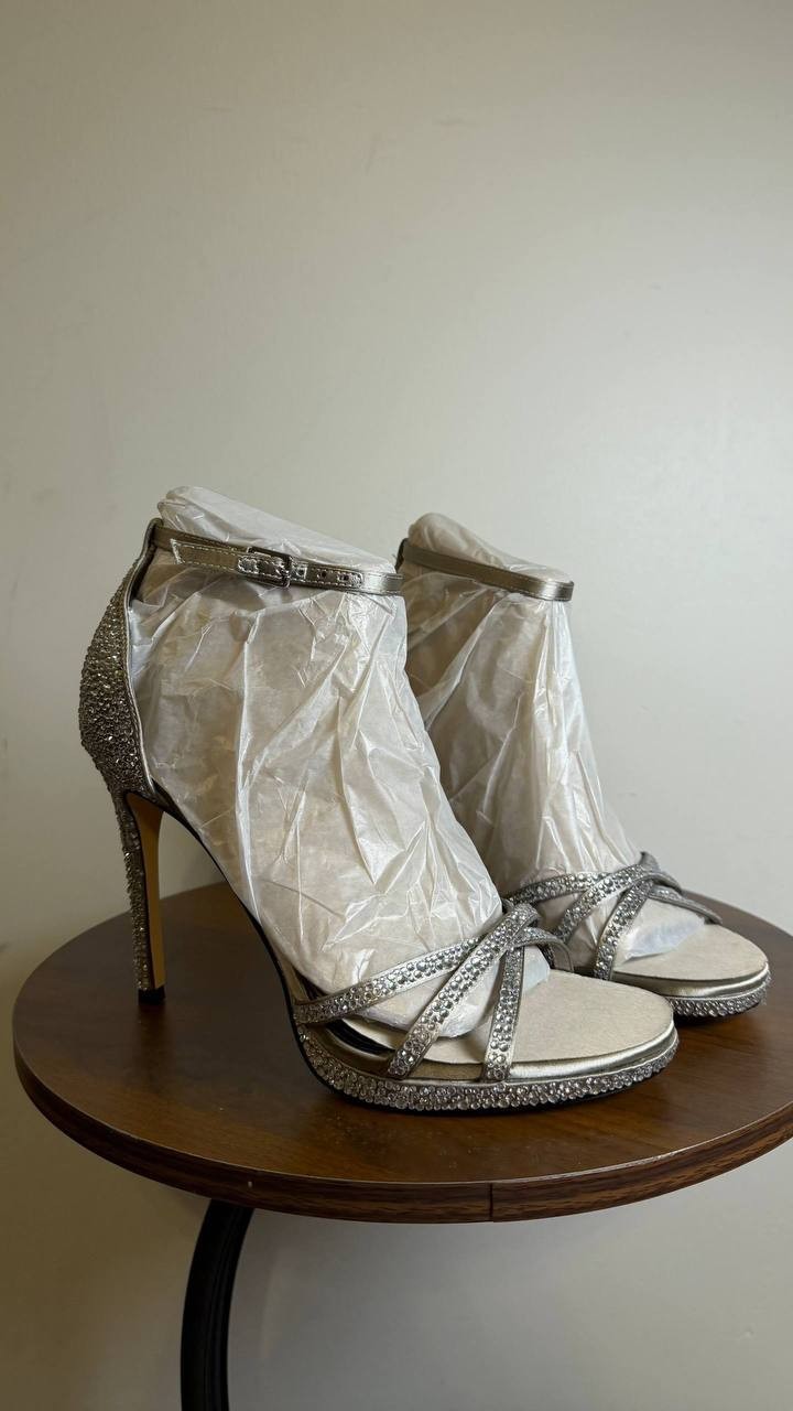 Nine West Silver Textile Dress Sandals Size 9.5M New in Box $119