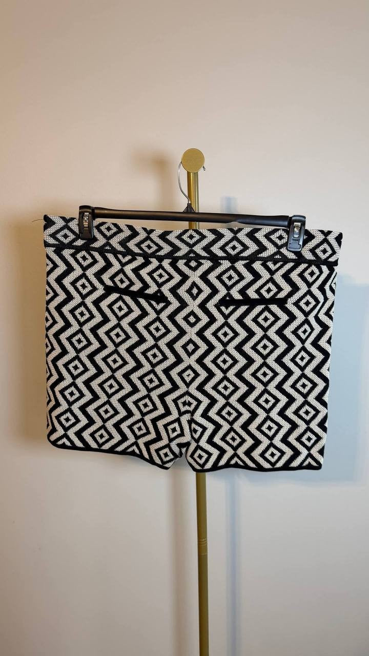 Nina Parker Plus Size Geo-Knit Wrap Skort Black/White 2X NWT $99