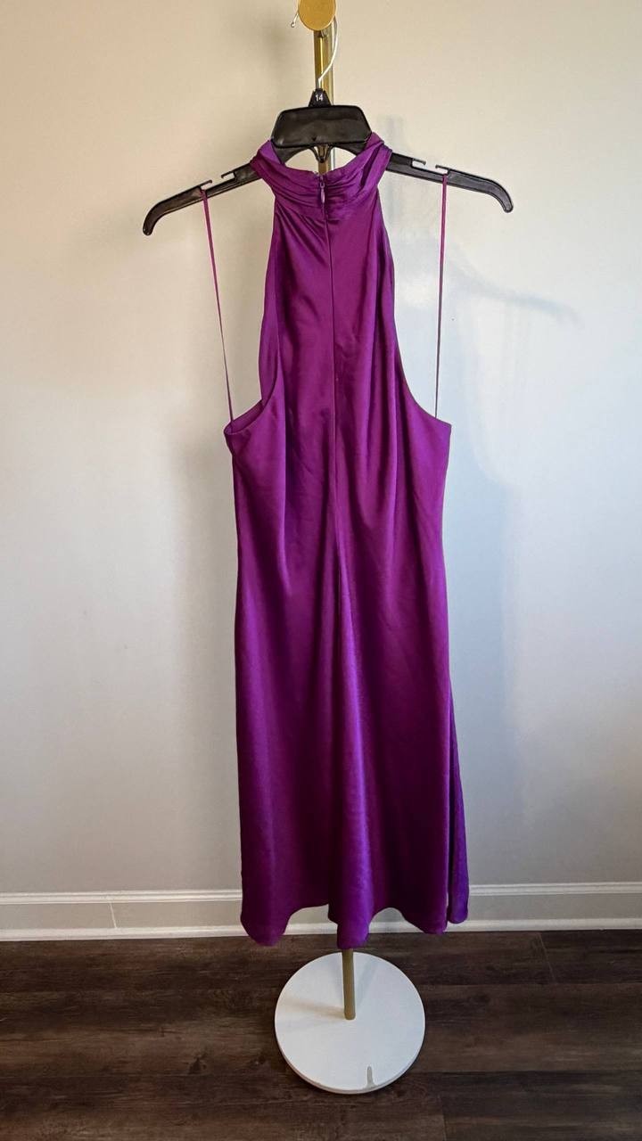 Lauren Ralph Lauren Charmeuse Halter Cocktail Dress Purple 12 NWT $265