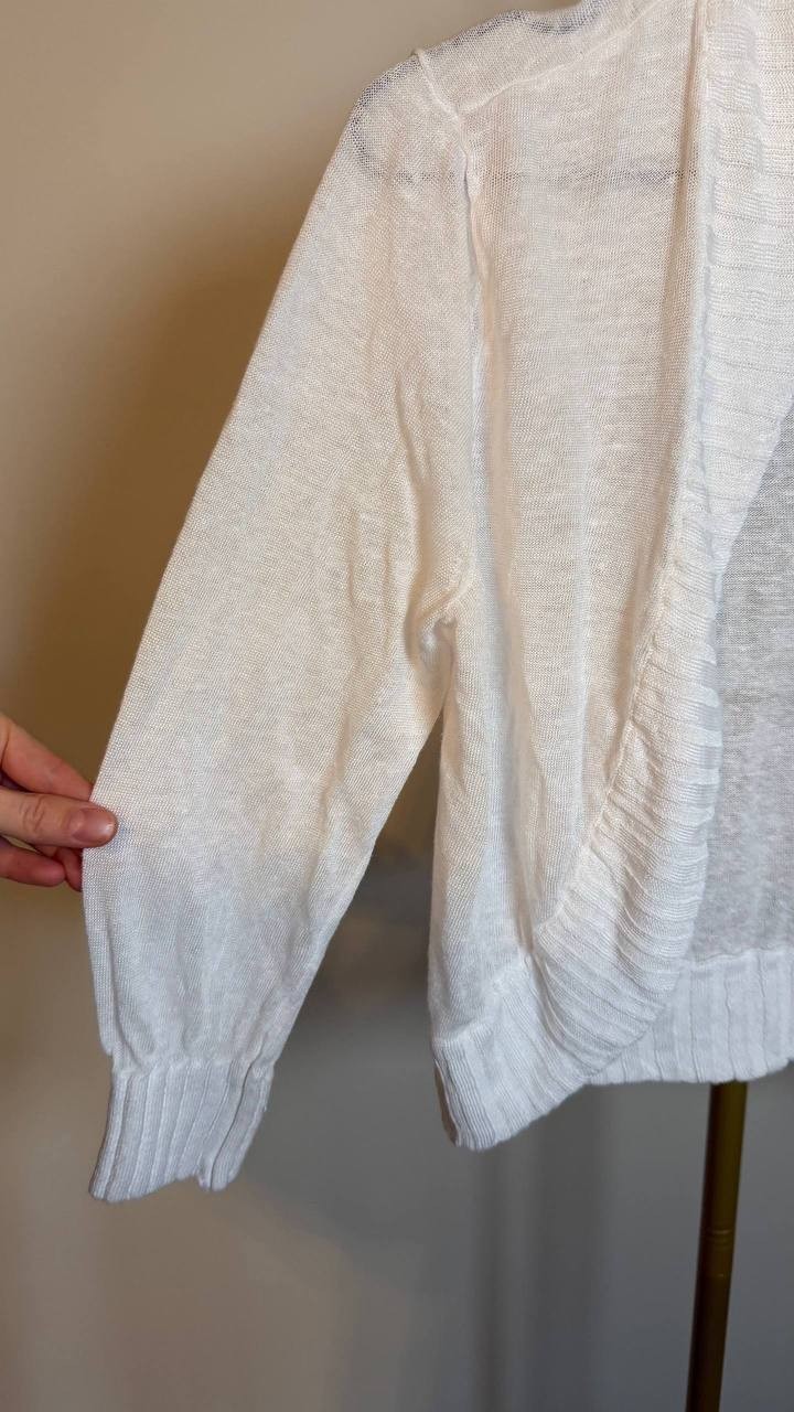 NIC+ZOE Linen Blend Bolero Cardigan White SizeL Excellent preowned $124