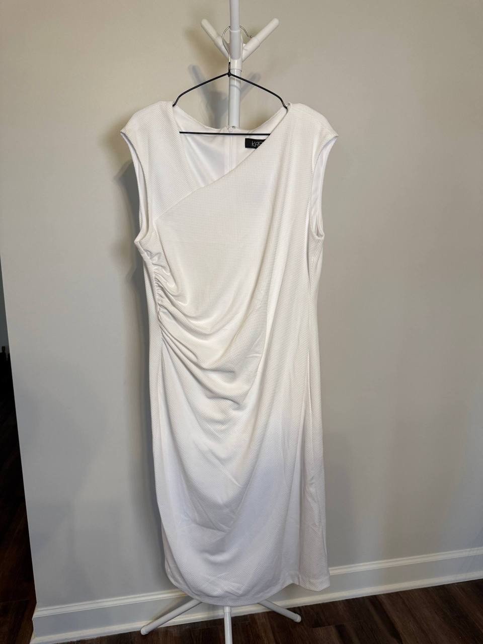 Kasper Asymmetrical‑Neck Ruched Midi Dress – Size 1X – NWT – $89
