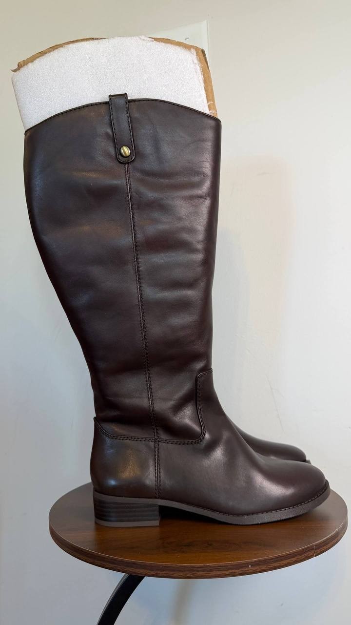 INC Fawne Women’s Leather Knee High Boots Chocolate 9W Leather $189.90 NWOB