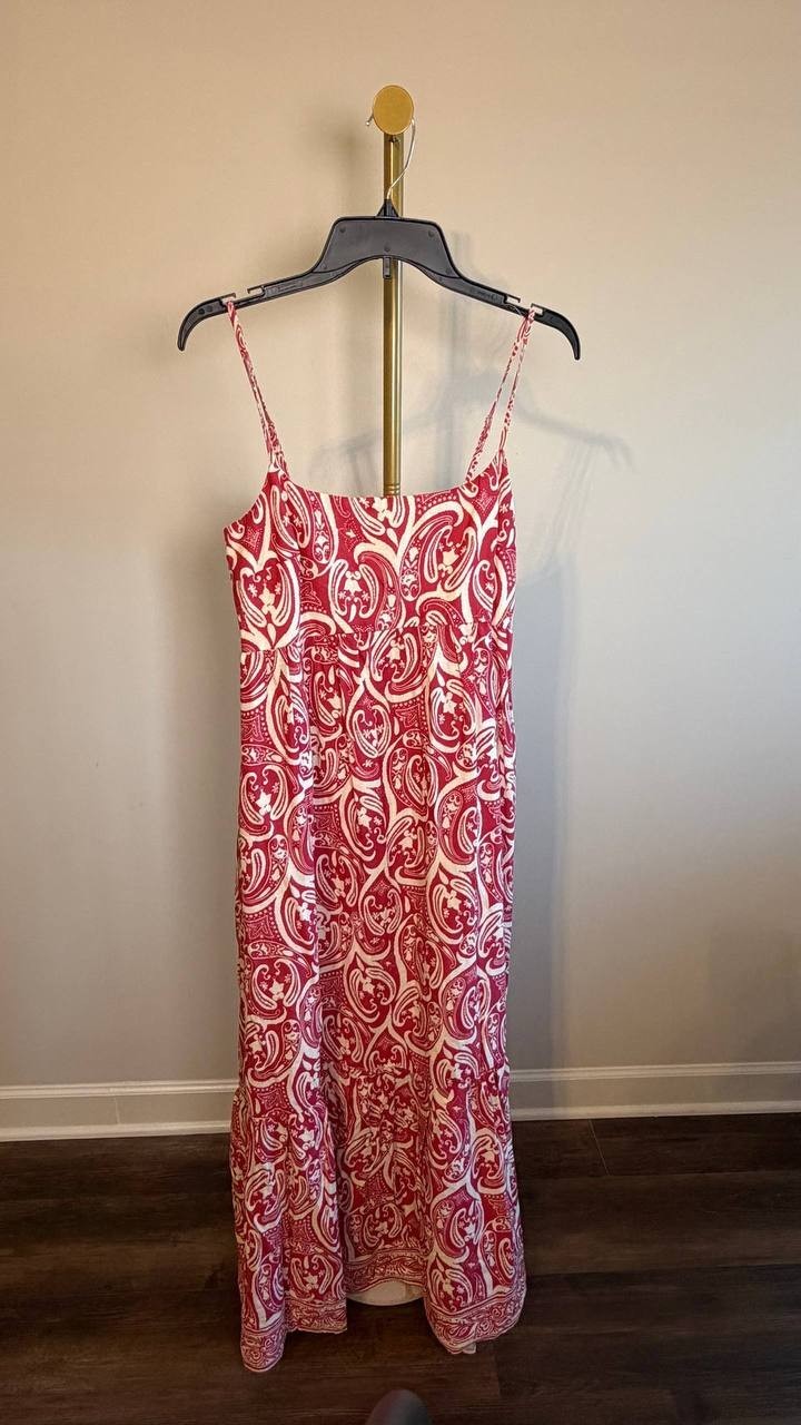 1.STATE Printed Sleeveless Maxi Dress White/Red M NWT $139