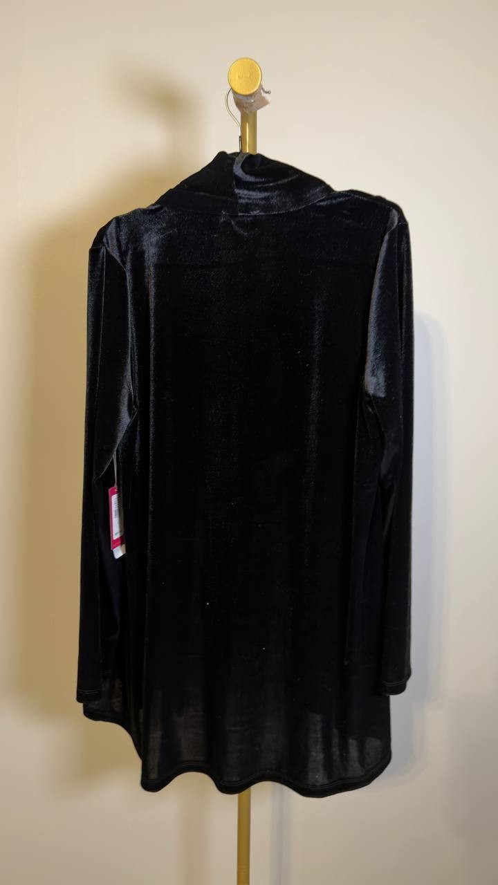 Vince Camuto Velvet Long Sleeve Open Cardigan Sweater Rich Black L NWT $79
