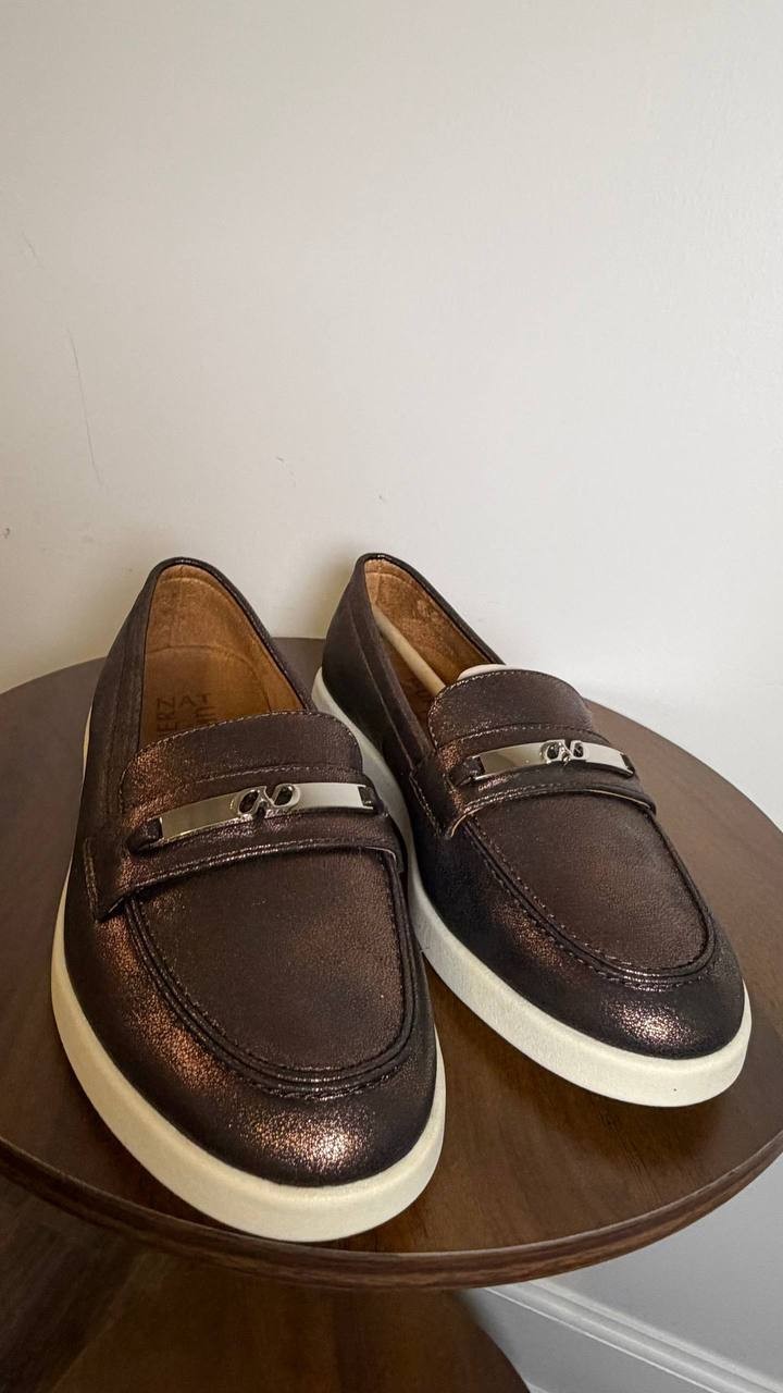 Naturalizer Dark Bronze Faux Leather Loafers 6.5W NIB MSRP $115