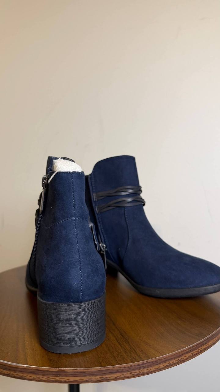 Style&Co Indus Blue Microfiber Block Heel Booties 7.5M NIB MSRP $79.90