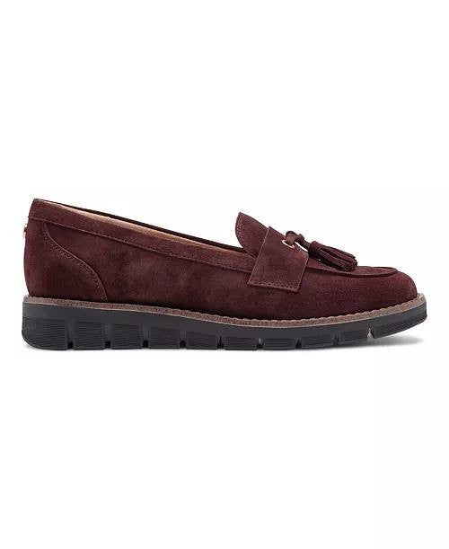 Easy Spirit Vienne eFlex Tassel Slip‑On Loafers Dark Red Suede 8M NWB MSRP $109